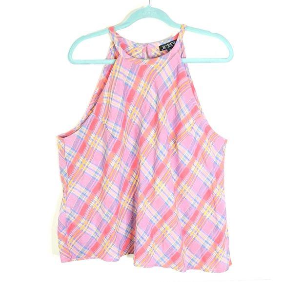 J CREW Amber Linen Top In Sunset Plais Size 2xl - Picture 6 of 6